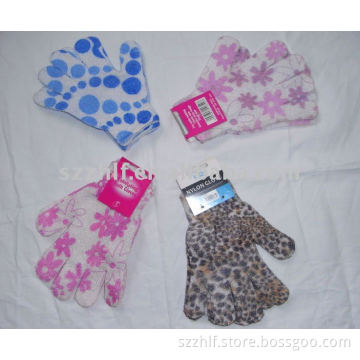 nylon bath glove with printing